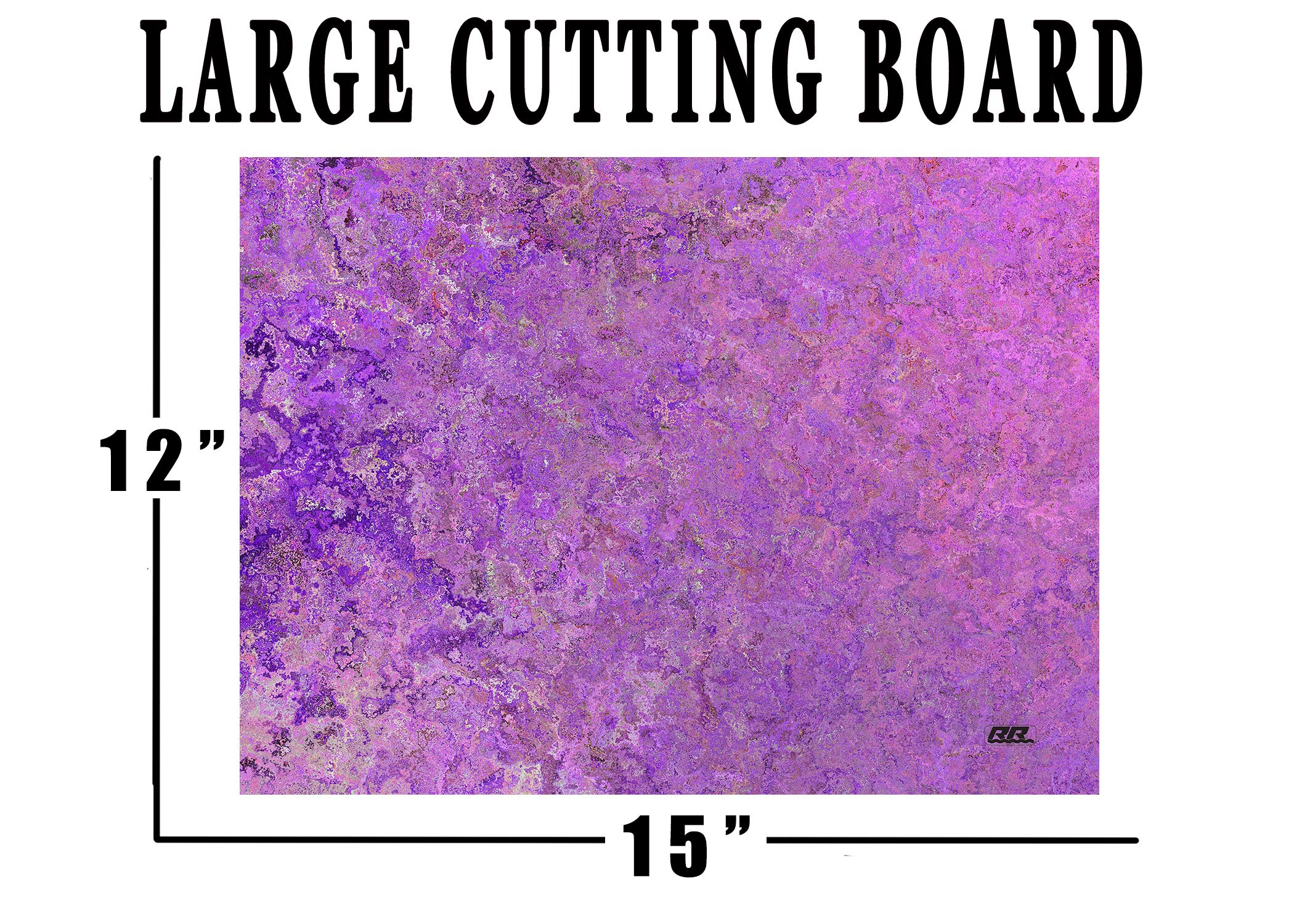 Purple Multicolored Pattern Textured Marble Art Kitchen Glass Cutting Board Modern Decorative Gift Abstract Wavy Contrast Design