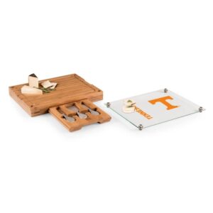 NCAA Tennessee Volunteers Concerto Glass Top Cheese Board and Knife Set - Charcuterie Board Set - Glass Top Cutting Board