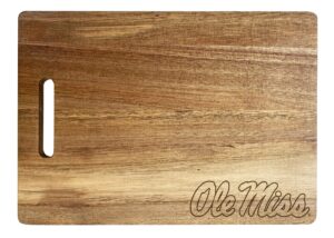 mississippi rebels"ole miss" engraved wooden cutting board 10" x 14" acacia wood - small engraving officially licensed collegiate product