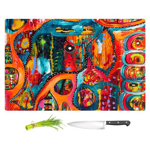 DiaNoche Kitchen Cutting Boards by Michelle Fauss - Abstract Elephant Unique Kitchen Slicing Dicing Bar Artistic Decorative