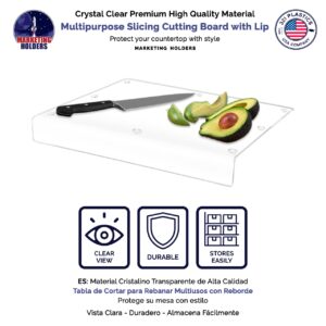 Clear Acrylic Cuttingboard with Lip and Rubber Anti Skid Feet 12" x 11" Charcuterie Board Restaurants Home or Commercial Kitchens by Marketing Holders
