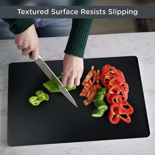 Conrad Shopping Cutting Board, HDPE Plastic Chopping Board, Kitchen Essentials Accessories Boards, Large Size 18 x 12” (Black)
