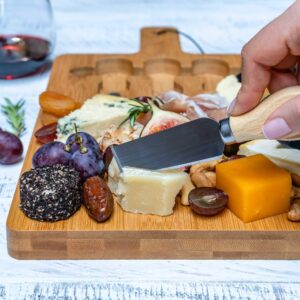 Bamboo Cheese Board and Knife Set 12x8 inch - Wood Cheese Cutting Board, Serving Tray Platter, Charcuterie Board Set, Magnetic Cheese Knives – BlauKe®