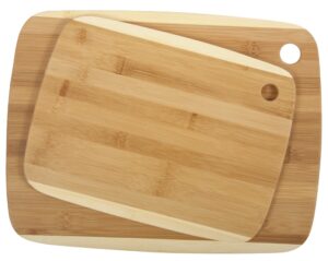 core bamboo classic 2-tone cutting board combo pack, medium/large