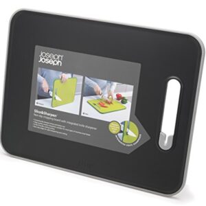 Joseph Joseph Slice & Sharpen Cutting Board with Integrated Knife Sharpener, Large, Black