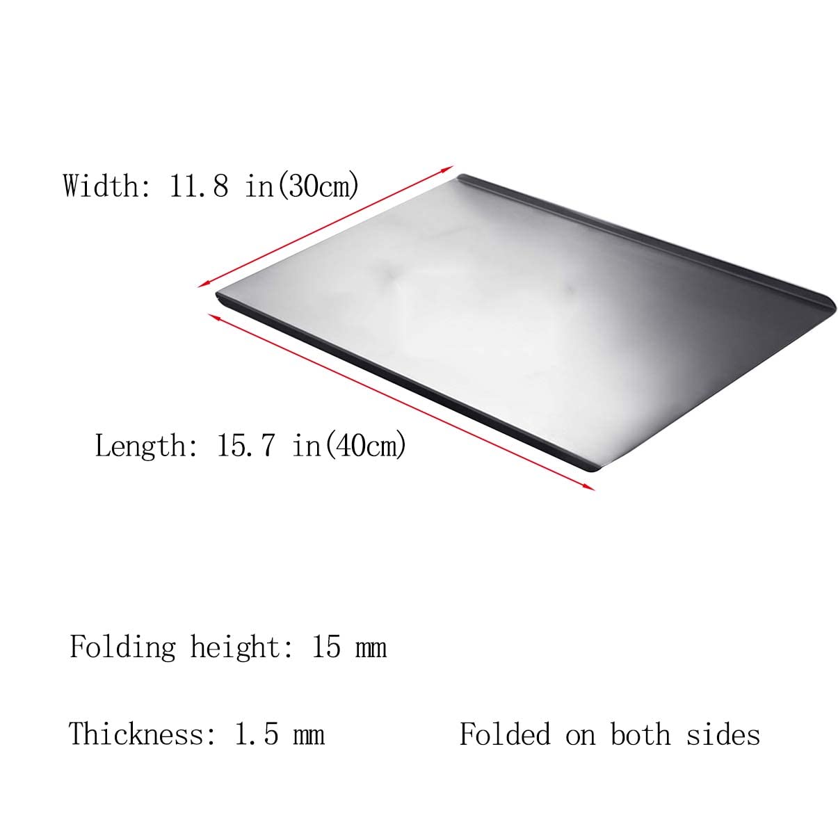 Heavy Cutting Board For Kitchen with Lip with Non Slip Stainless Steel Chopping Board Knife friendly 304 Cutting Boards For Meat Vegetables-Double fold (11.8 * 15.7in(30 * 40cm),Thick:1.5mm)