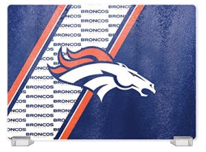 duck house nfl denver broncos tempered glass cutting board with display stand , white, 10" x 14"