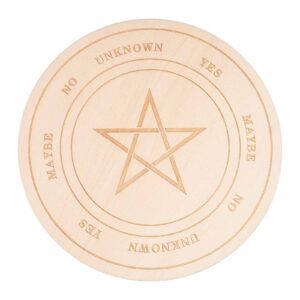 gorgecraft 149mm star pattern pendulum board wooden divination metaphysics message board wood carving boards divination witchcraft altar coaster eco-friendly anti-scalding flat round shape