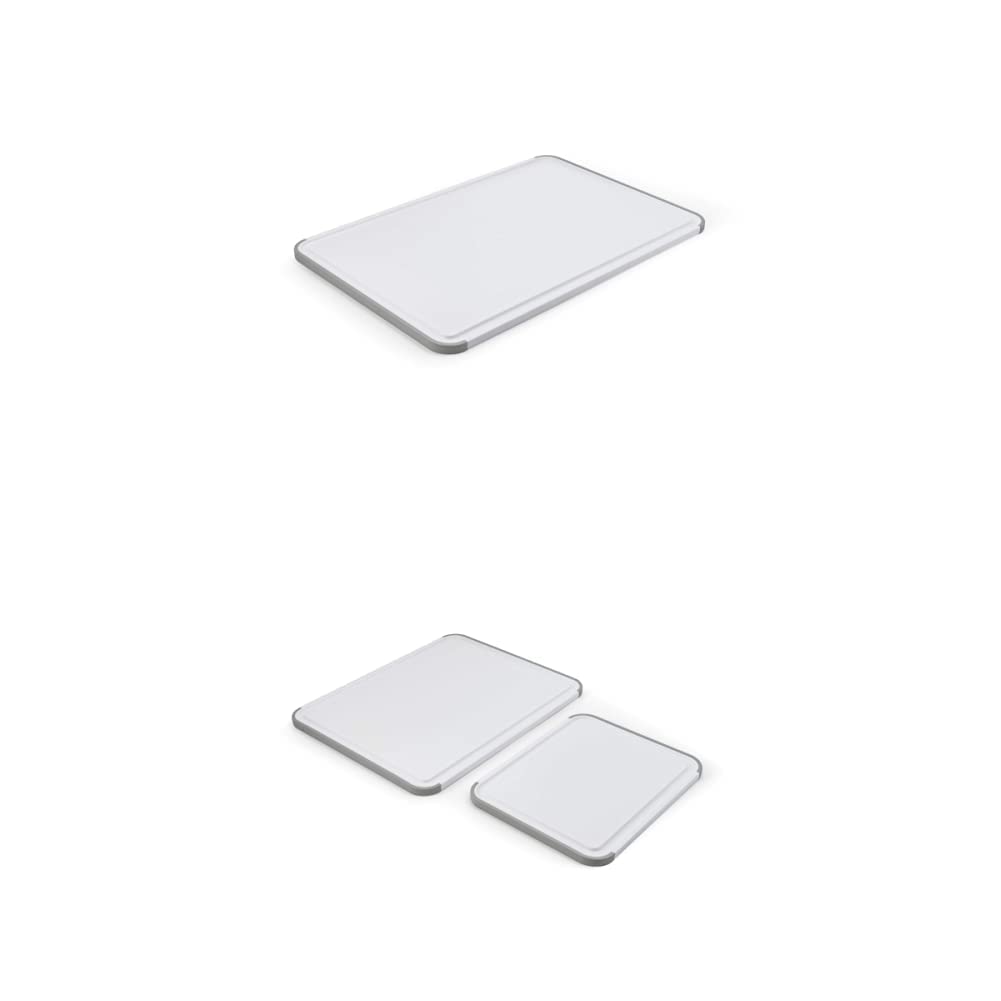 KitchenAid Classic Nonslip Plastic Cutting Board, 12x18-Inch, White & KitchenAid Classic Nonslip 2 Piece Plastic Cutting Board, Set of 2, White