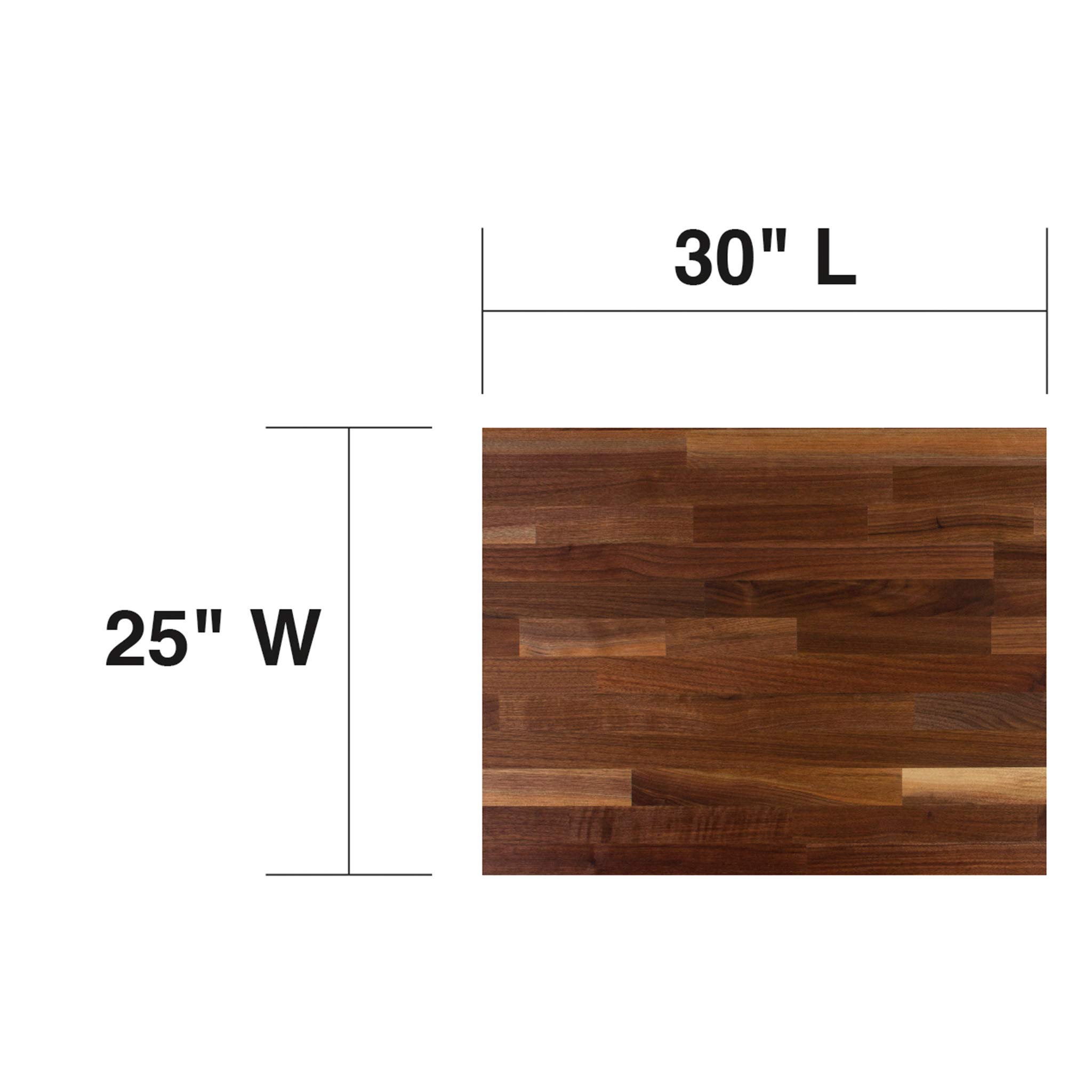 John Boos WALKCT-BL3025-V Blended Walnut Counter Top with Varnique Finish, 1.5" Thickness, 30" x 25"