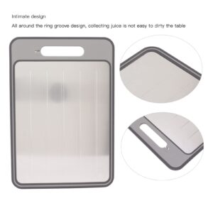 KWQBHW Defrosting Tray for Frozen Meat 36.5x25cm Cutting Board Food Quick Thawing Tray Double Sided Board with Sharpener Fast Thaw Defrosting Tray(Grey)