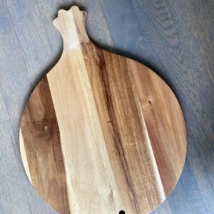 Cricket & Junebug Cat Paw Cheese Board 16 x 12 x 0.5 Inch Acacia Wood, Round Paw Print Charcuterie Board with Handle, Bread and Crackers Serving Platter/Tray