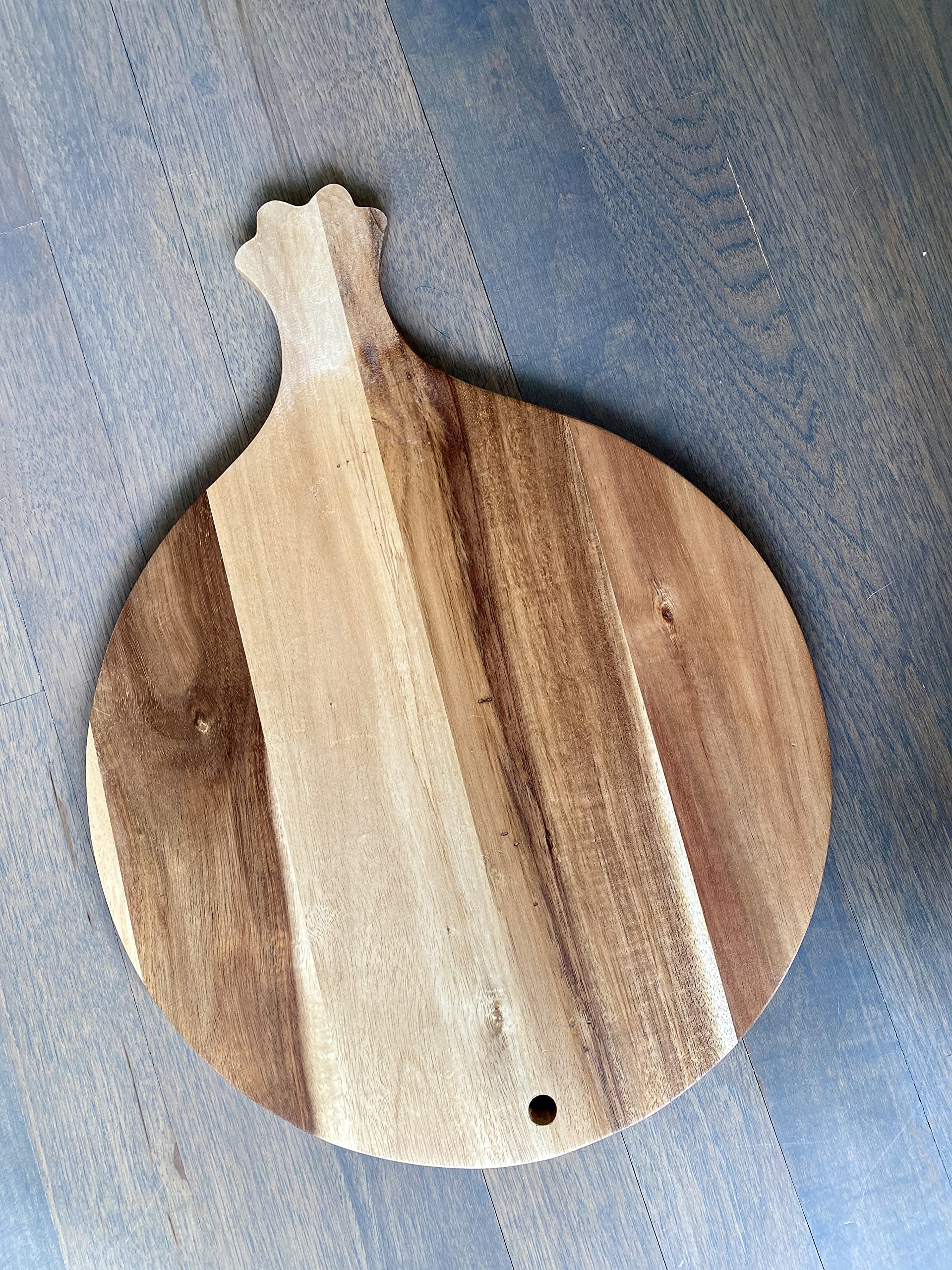 Cricket & Junebug Cat Paw Cheese Board 16 x 12 x 0.5 Inch Acacia Wood, Round Paw Print Charcuterie Board with Handle, Bread and Crackers Serving Platter/Tray