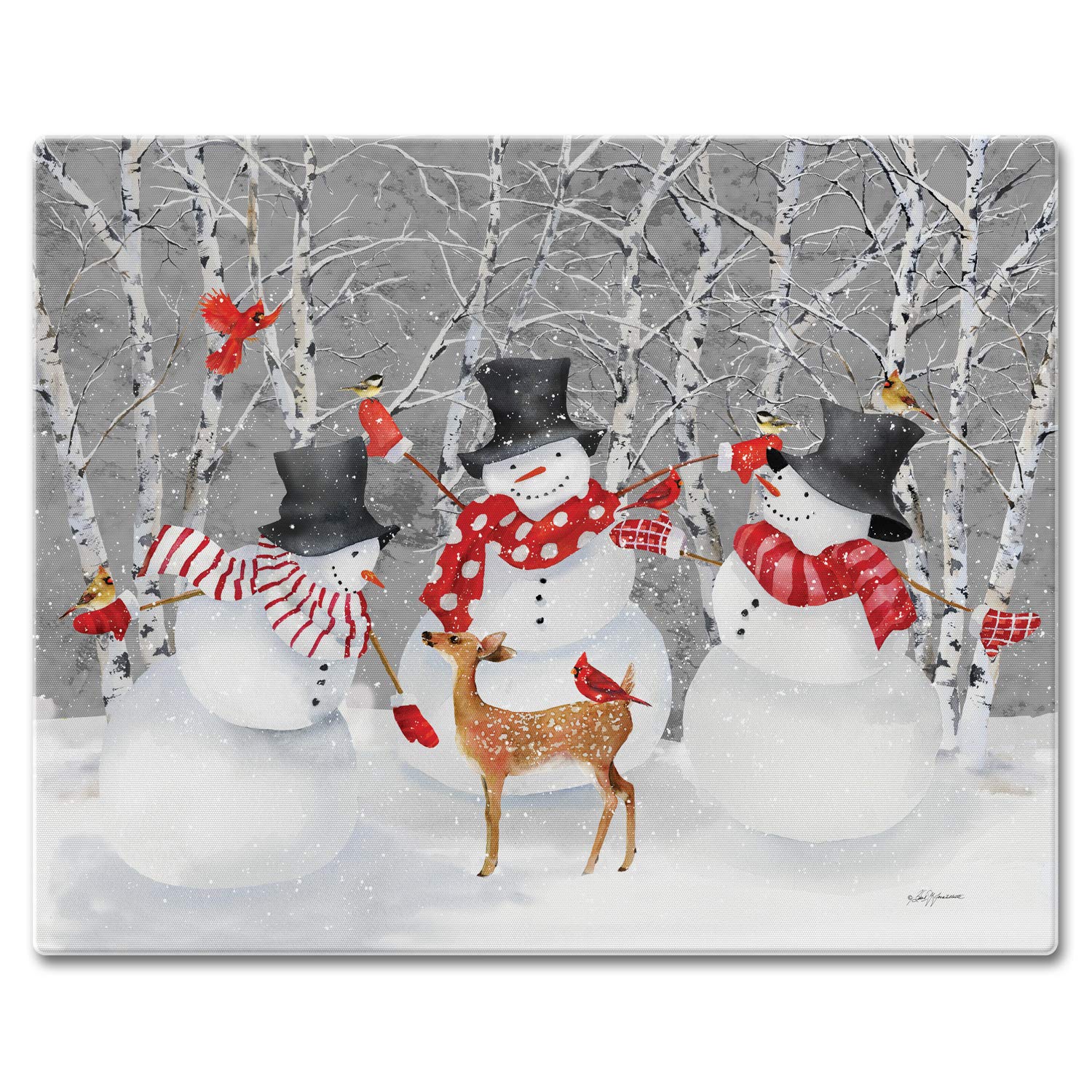 CounterArt Snow Day 3mm Heat Tolerant Tempered Glass Cutting Board 15” x 12” Manufactured in the USA Dishwasher Safe