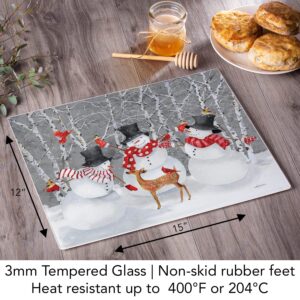 CounterArt Snow Day 3mm Heat Tolerant Tempered Glass Cutting Board 15” x 12” Manufactured in the USA Dishwasher Safe