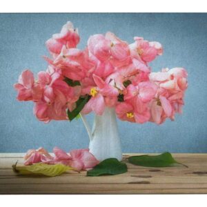 Tempered Glass Cutting Board Still life with pink flowers on wooden table over grunge background Tableware Kitchen Decorative Cutting Board with Non-slip Legs, Serving Board, Large Size, 15" x 11"