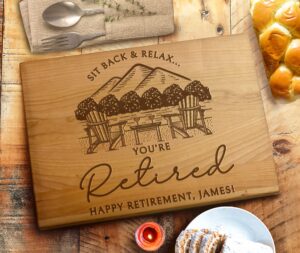 personalized retirement cutting board - engraved gifts, personalized cutting board, retirement gift, gift for retirement