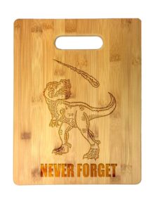 dinosaur never forget asteroid & tyrannosaurus rex humor funny laser engraved bamboo cutting board - wedding, housewarming, anniversary, birthday, father's day, gift