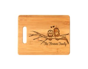 personalized cutting board, cute owl cutting board,laser engraved cutting board,wedding gift for couple, kitchen decor, custom cutting board