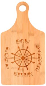 boating gifts for him captains cheat sheet nautical directions bow starboard stern port paddle shaped bamboo cutting board