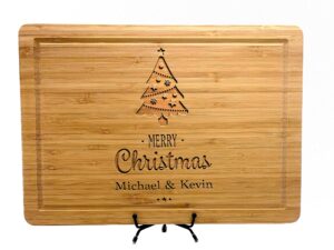 merry happy christmas tree design decorations for kitchen, personalized gift for couples and family, engraved christmas home decor and cutting board, christmas gift for grandma, mom, mother, mama