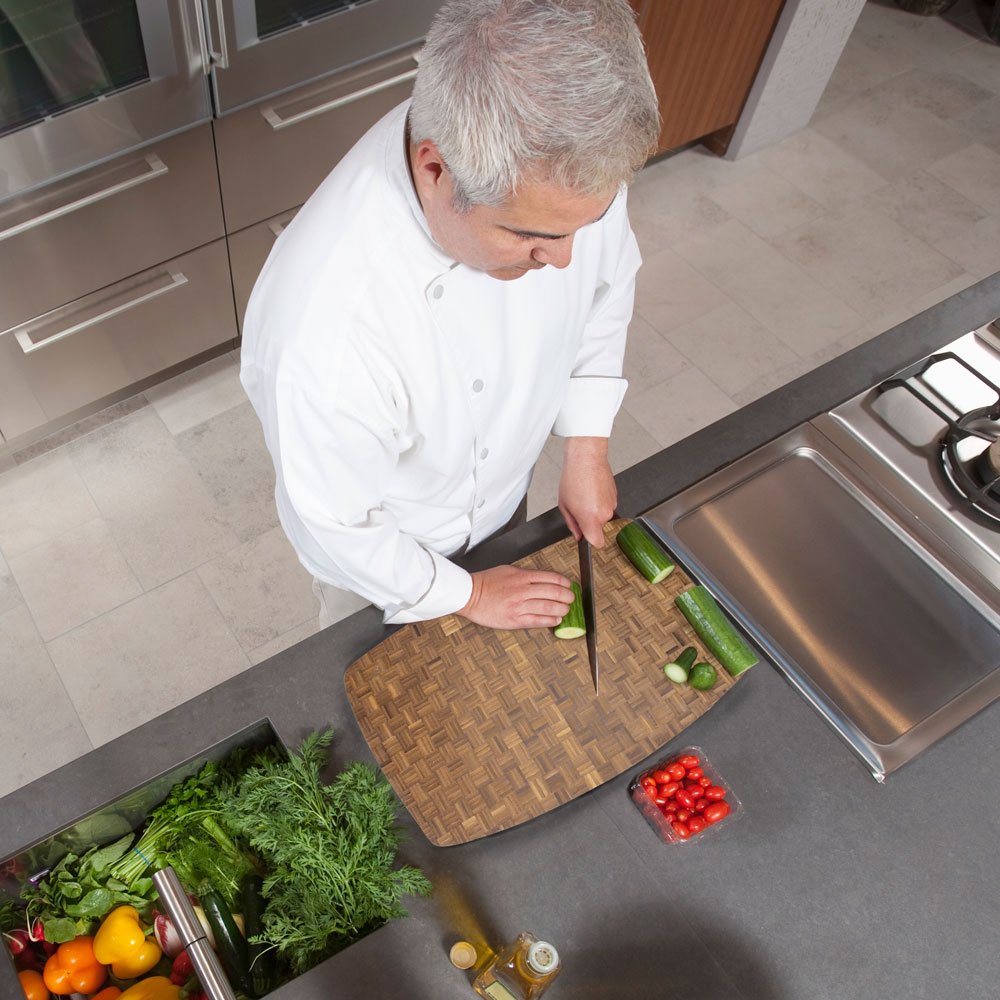 Kÿchen Dark Mocha Natural Bamboo Butcher Block, 19.5" x 11.75" x 2"