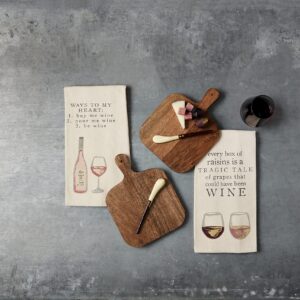 Mud Pie Wine Board and Towel Set, Ways, 7.5" x 10"