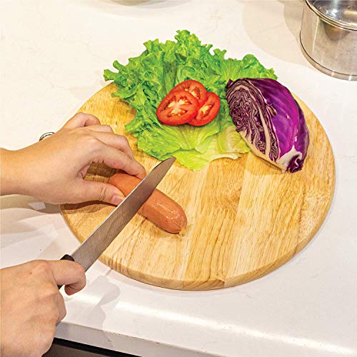 HNC ECOLIFE Round Wood Cutting Board - Multipurpose Cutting Board for Chopping Meat, Vegetables, Fruits - Charcuterie Tray and Cheese Board - With Stainless Steel Hanging Ring - 11.61x11.61x0.71inch