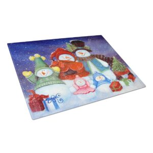 Caroline's Treasures PJC1080LCB Merry Christmas From Us All Snowman Glass Cutting Board Large Decorative Tempered Glass Kitchen Cutting and Serving Board Large Size Chopping Board