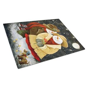 caroline's treasures pjc1016lcb love at christmas snowman glass cutting board large decorative tempered glass kitchen cutting and serving board large size chopping board