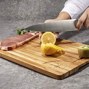 3 Piece Bamboo Cutting Board Set, Serving Vegetables Meat Kitchen Chopping Butcher Block with Deep Juice Grooves