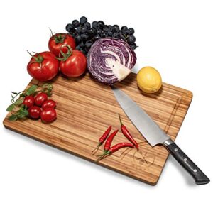 3 Piece Bamboo Cutting Board Set, Serving Vegetables Meat Kitchen Chopping Butcher Block with Deep Juice Grooves