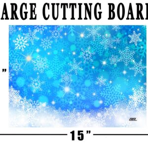 Blue Snowflake Winter Snow Pattern Textured Marble Art Kitchen Glass Cutting Board Modern Decorative Gift Abstract Wavy Contrast Design