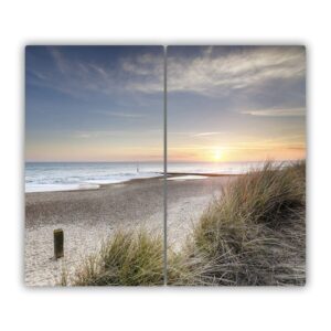 Tulup Glass Chopping Board - 2x11.81x20.47in/2x30x52cm - Tempered Glass Cutting Board - Splashback - Worktop Saver for Kitchen Protection - Splash Guard - Sun and dunes