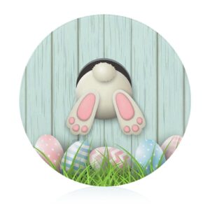 bagea-ka easter_white bunny rabbit pattern tempered glass cutting board 8" round kitchen decorative chopping board small
