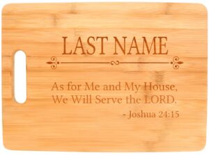 customized family name serve the lord christian faith personalized decorative wood cutting board rectangle