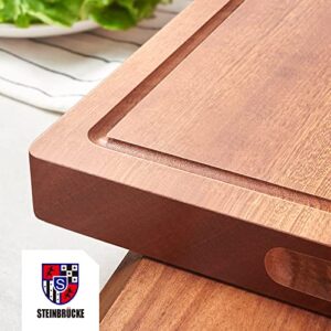 GOEHNER's Extra Large Sapele Wood Cutting Board - Edge Grain Butcher Block Ebony Meat Cutting Board with Juice Groove for Kitchen (20 x 14 x 1.5 inches | Extra Solid)