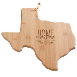 giftsforyounow personalized home sweet home texas-shaped bamboo cutting board, 14 x 13.25 x 5/8 inches