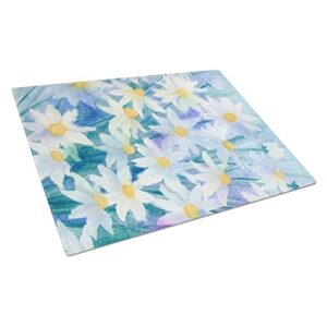 caroline's treasures ibd0255lcb light and airy daisies glass cutting board large decorative tempered glass kitchen cutting and serving board large size chopping board