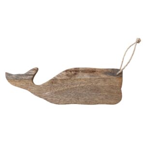 creative co-op wood whale shaped serving, natural cheese/cutting board