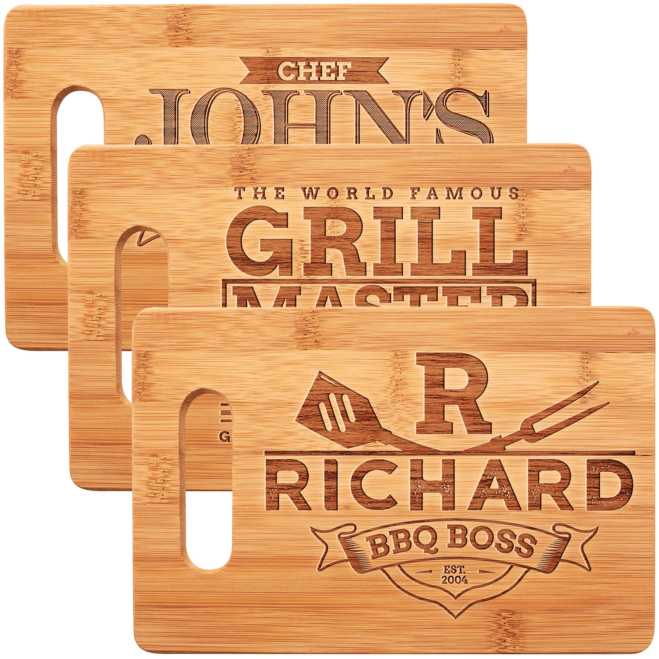 Gifts For Dad, Personalized Cutting Board, Grill Master, Gifts For Men | 9 Designs - 6 Wood Styles | Birthday Gifts, Dad Gifts from Daughter, Kids, Husband, Grandpa, Fathers Day Gift, Housewarming