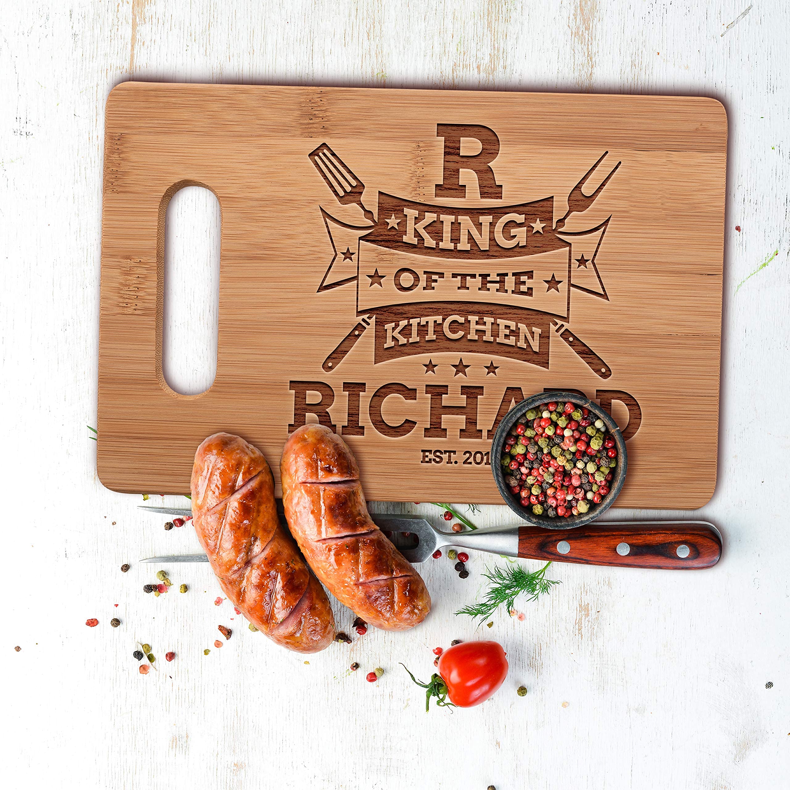 Gifts For Dad, Personalized Cutting Board, Grill Master, Gifts For Men | 9 Designs - 6 Wood Styles | Birthday Gifts, Dad Gifts from Daughter, Kids, Husband, Grandpa, Fathers Day Gift, Housewarming