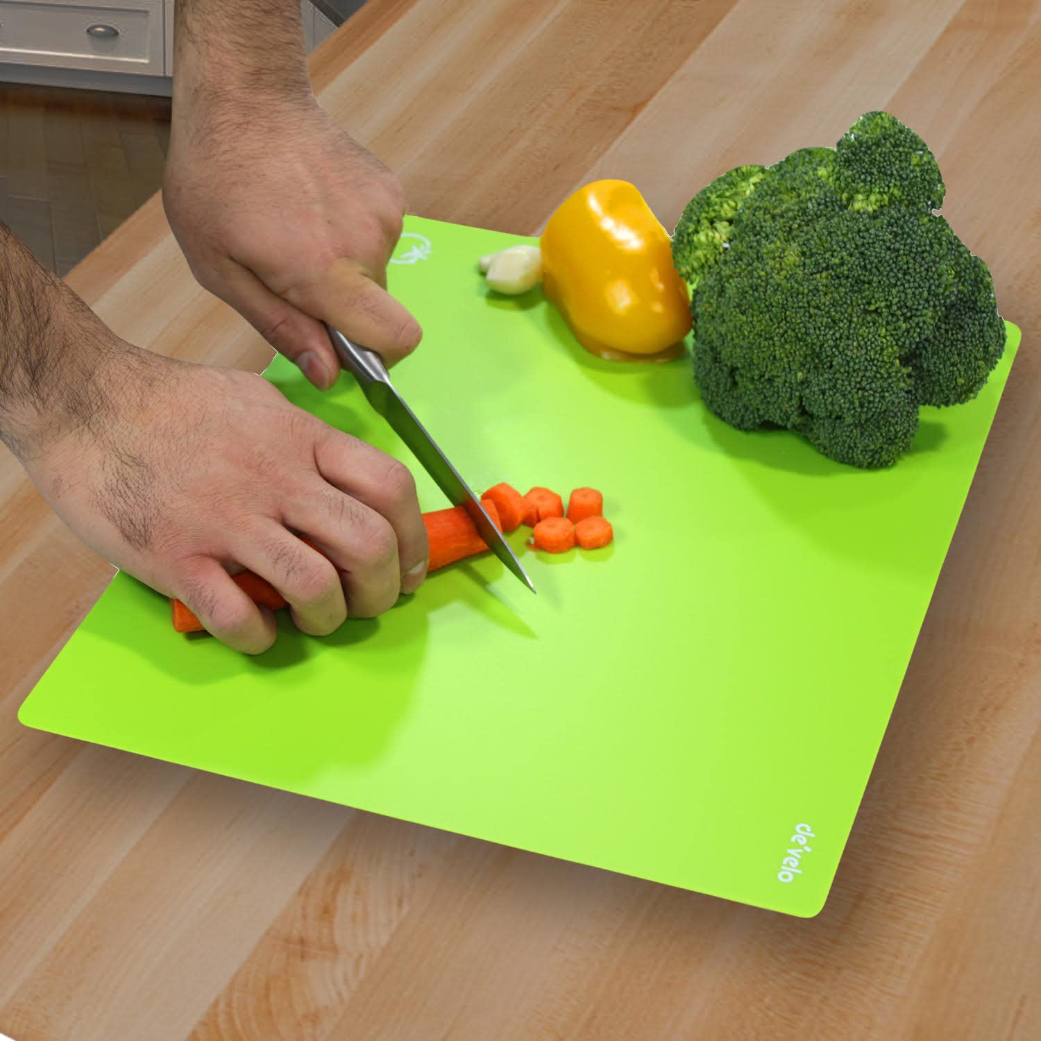 DE'VELO Flexible Chopping Board Flexible Plastic Kitchen Food Cutting Mats Portable Veggies Fruit for Chopping - Dicing - Slicing Green, Red Cutting Mat