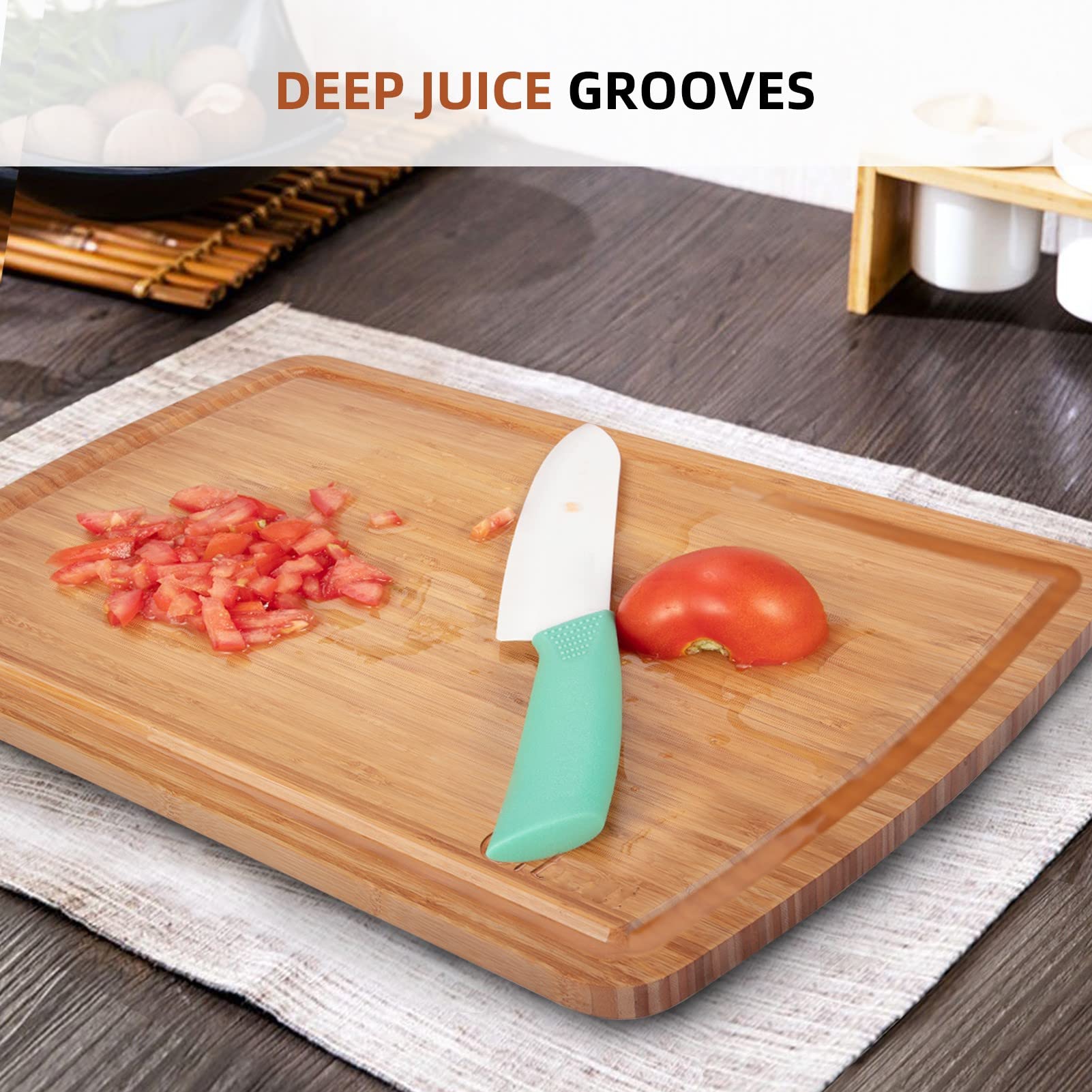 Bamboo Cutting Board, 30 x 20 Inch Kitchen Chopping Board for Meat, Vegetables, Fruits, Bread, Cheese with Juice Groove