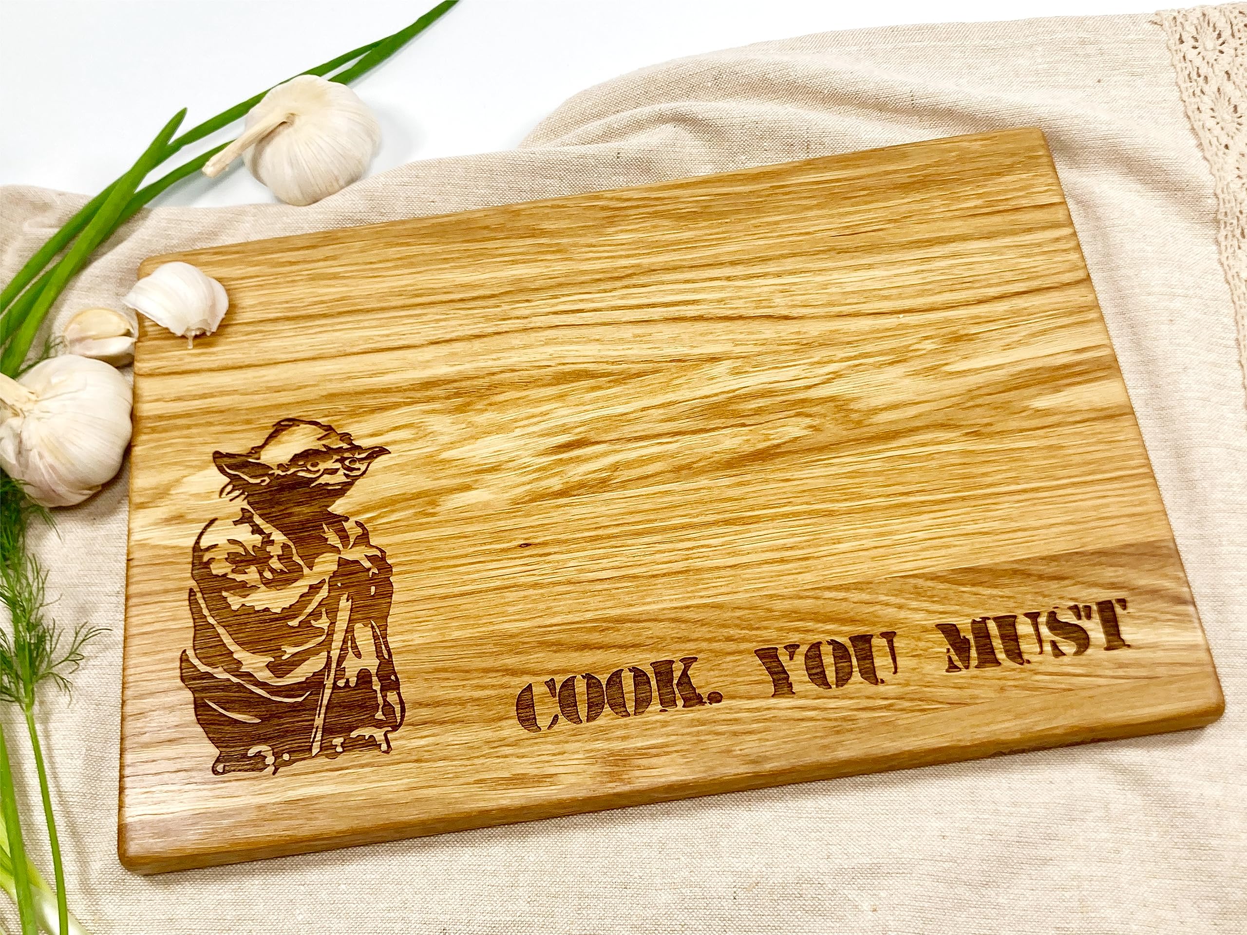 Algis Crafts | COOK YOU MUST - Cutting Board | 13x8" Oak Wood Handmade Cutting Board | Housewarming Gift Idea, Birthday, Wedding Gift | Laser Engraved Board for Couples, Friends | Chopping Board