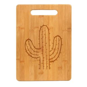 bamboo wood cutting board cactus