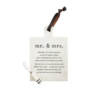 mud pie mr. and mrs. wedding marble board set, white, 12.5" x 8.5"