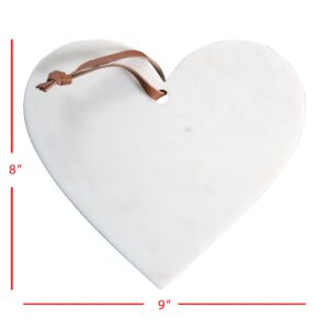 Foreside Home & Garden White Marble Heart Shaped Kitchen Serving Cutting Board, 8 x 9 x 0.5