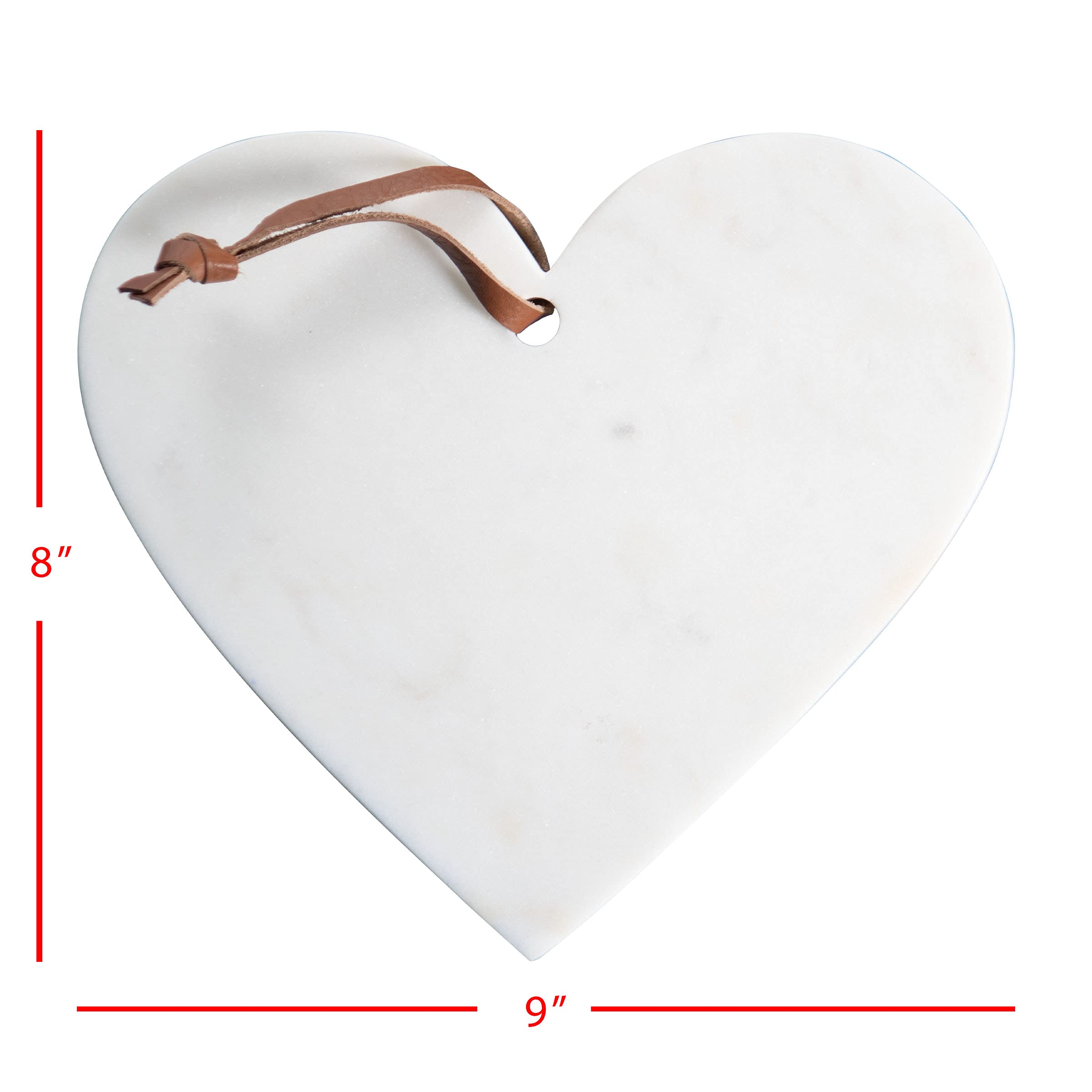 Foreside Home & Garden White Marble Heart Shaped Kitchen Serving Cutting Board, 8 x 9 x 0.5