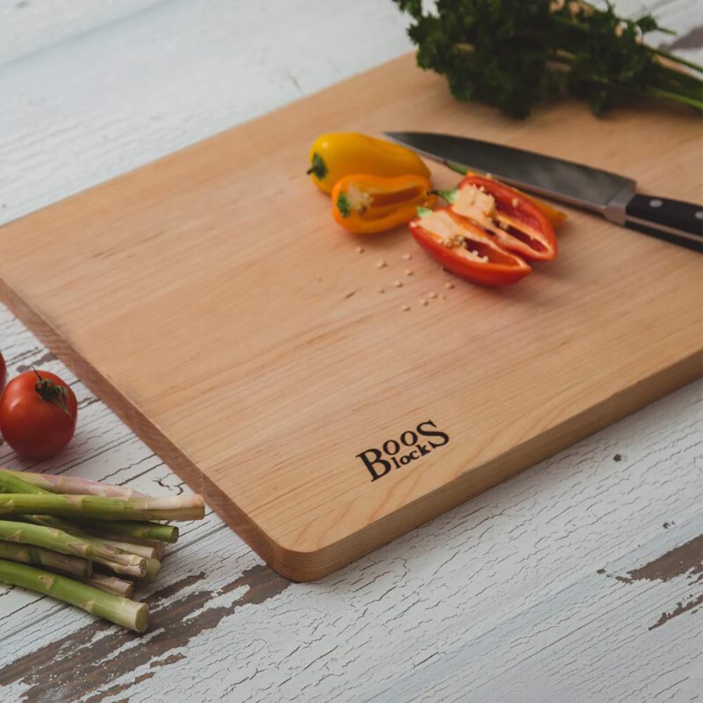 John Boos Reversible 18 Inch Wide Versatile Food Carving Block Cutting Board Kitchen Accessory, 13 x 18 x 0.75 Inches, Maple Wood